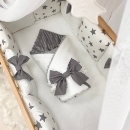 Set lenjerie patut bebe 7 piese White Stars (9)